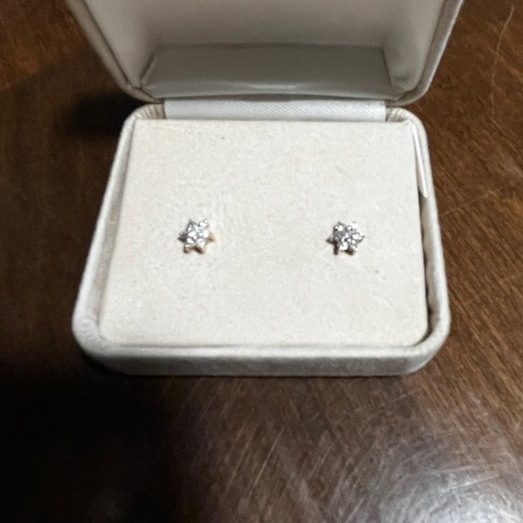 Delicate Diamond Yellow Gold Snowflake Earrings From Macy’s - Picture 2 of 4